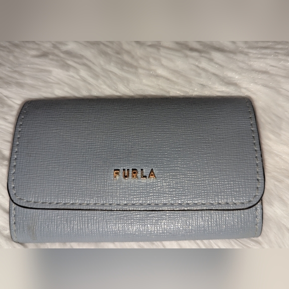 FURLA BABYLON 4 Key Case Blue Gray VGUC